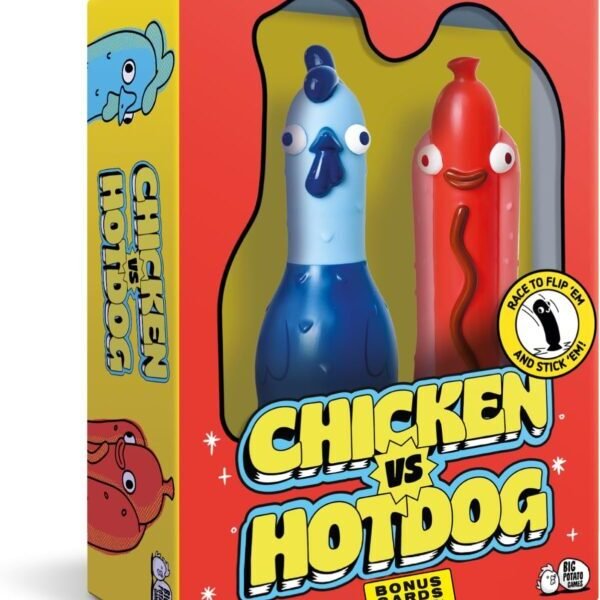 Chicken vs Hotdog – Hilarious Flip Challenge Party Game for Families, Kids & Adults | Fun Game for 2–10 Players | Includes Bonus Cards & Fast-Paced Fun for Christmas