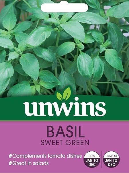 Unwins 30410065 Herb Basil Sweet Green Seeds, Clear